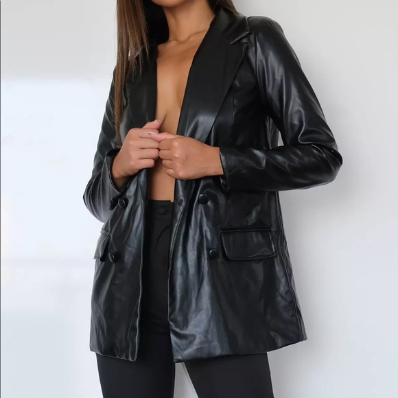 leather oversized blazer